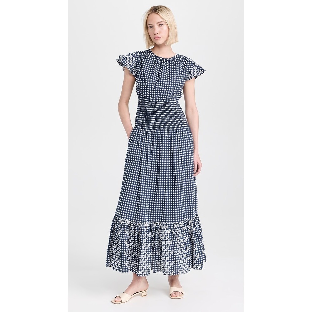 Banjanan Navy and White Gingham Maxi Dress